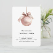 Rosa Weihnachtsbaumkugeln-Party Einladung (Stehend Vorderseite)