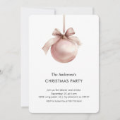 Rosa Weihnachtsbaumkugeln-Party Einladung (Vorderseite)