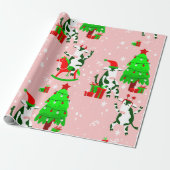 Rosa Weihnachtsbaumkuh Geschenkpapier (Ungerollt)