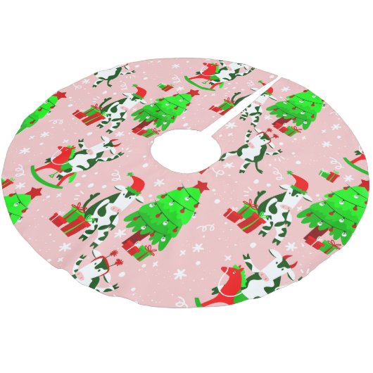 Rosa Weihnachtsbaumkuh Polyester Weihnachtsbaumdecke (Schrägansicht)