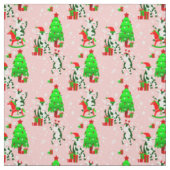 Rosa Weihnachtsbaumkuh Stoff (Muster)