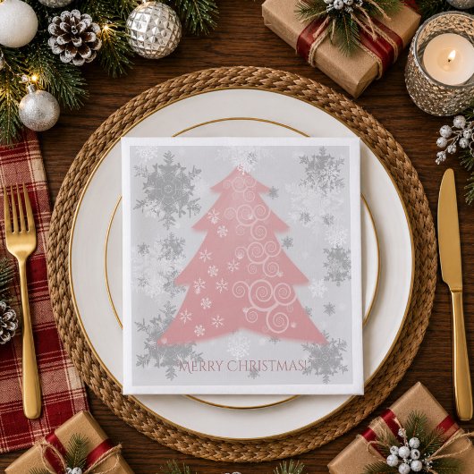 Rosa Weihnachtsbaumpapier Napkin Serviette