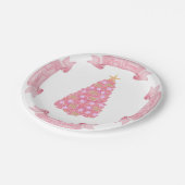 Rosa Weihnachtsbaumplatte Pappteller (Schrägansicht)