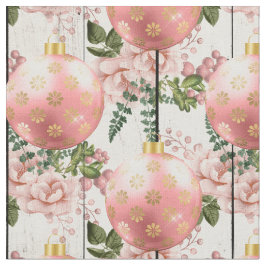 Rosa Weihnachtsbaumschmuck und Blume auf Holz Stoff