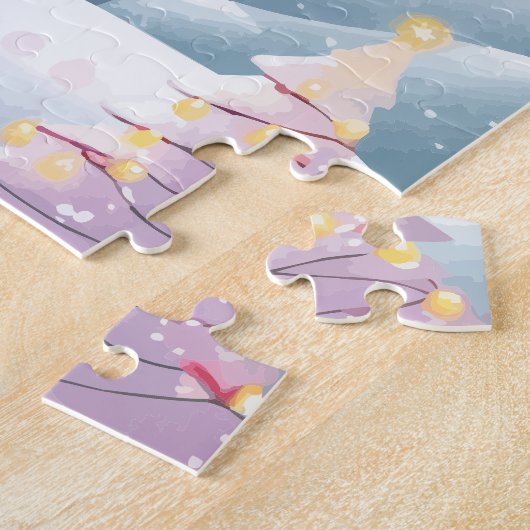 Rosa Weihnachtsbaumstadt Puzzle (Seite)