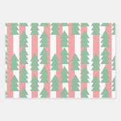 Rosa Weihnachtsbaumstreifen und -stecke Geschenkpapier Set (Vorderseite)