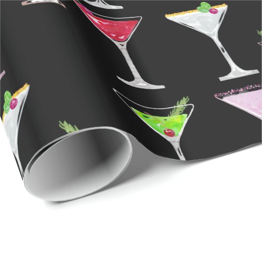 Rosa Weihnachtscocktail in Schwarz Geschenkpapier (Rolleneckpunkt)