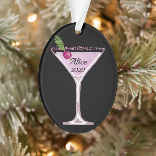 Rosa Weihnachtscocktail Personalisiert Ornament (Baum)