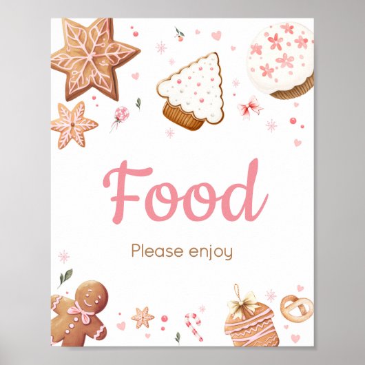 Rosa Weihnachtscreme Kleines Keks Kinderdusche Nah Poster (Vorne)