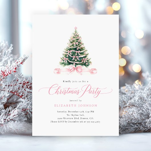 Rosa Weihnachtsdinnerparty Einladung