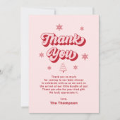 Rosa Weihnachtsdusche Dankeskarte (Vorderseite)