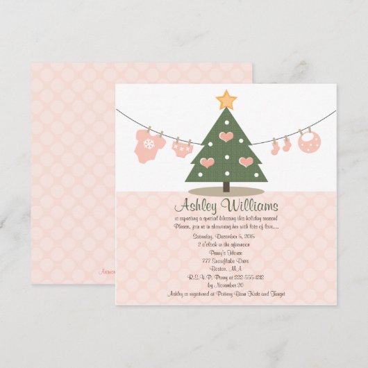 Rosa Weihnachtsdusche Einladungen (Vorne/Hinten)