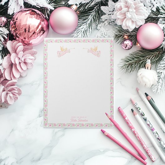 Rosa Weihnachtsengel | Personalisiert Notizblock