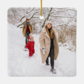 Rosa Weihnachtsfamilie FOTO name Zuhause Sweet Zuh Keramikornament (Rückseite)