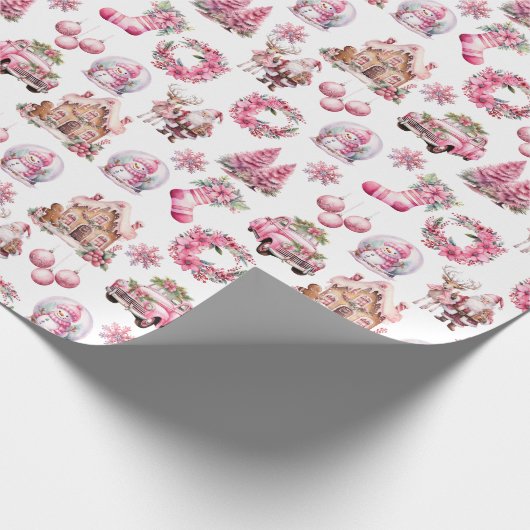 Rosa Weihnachtsfarbe Vintag Geschenkpapier (Ecke)