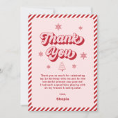 Rosa Weihnachtsfeier Dankeskarte (Vorderseite)