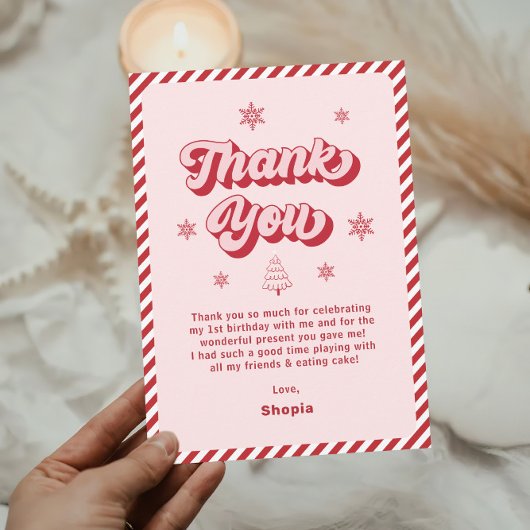 Rosa Weihnachtsfeier Dankeskarte