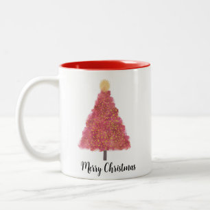 Rosa Weihnachtsfeier mit Glitzer Zweifarbige Tasse