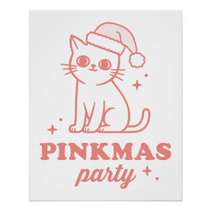 Rosa Weihnachtsfeier Pinkmas Ästhetik Mädchenkatze Poster