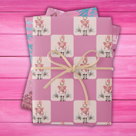 Rosa Weihnachtsfeiertag Geschenkpapier Set