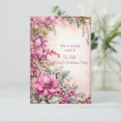 Rosa Weihnachtsfeiertage Jährliches Party Einladung (Stehend Vorderseite)