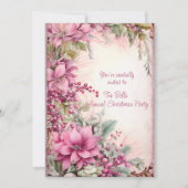 Rosa Weihnachtsfeiertage Jährliches Party Einladung (Vorderseite)