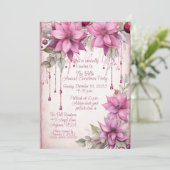 Rosa Weihnachtsfeiertage Jährliches Party Einladung (Stehend Vorderseite)