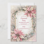 Rosa Weihnachtsfest - Party Einladung (Vorderseite)