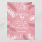 Rosa Weihnachtsfest Party mit Kiefernbaum-Blätter Einladung (Vorne/Hinten)