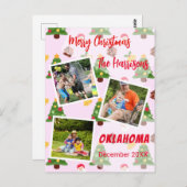 Rosa Weihnachtsfoto Collage Tree Postkarte (Vorne/Hinten)