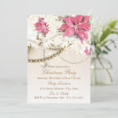 Rosa Weihnachtsgarland | Einladung zur Feier (Stehend Vorderseite)