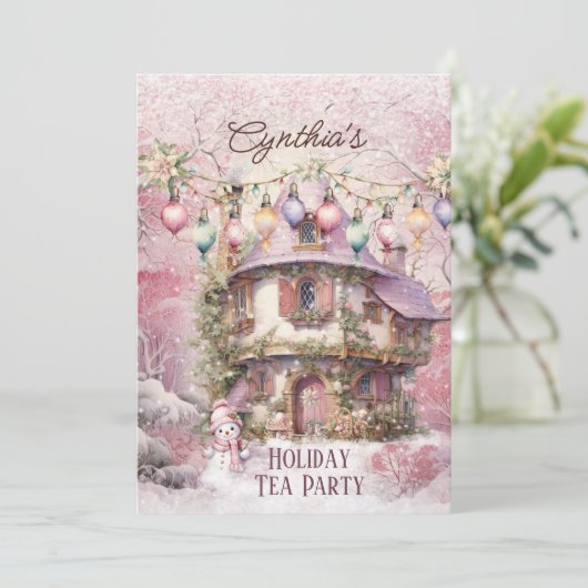 Rosa Weihnachtsgebäck Party Einladung (Stehend Vorderseite)
