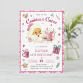Rosa Weihnachtsgebäck und Kakao Geburtstag Einladung (Stehend Vorderseite)