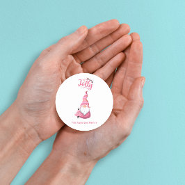 Rosa Weihnachtsgenom mit Winer Hat Jolly Runder Aufkleber