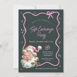 Rosa Weihnachtsgeschenk-Austausch Party Einladung