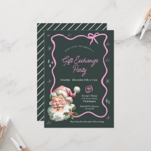 Rosa Weihnachtsgeschenk-Austausch Party Einladung