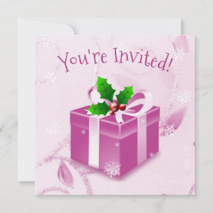 Rosa Weihnachtsgeschenk Einladung