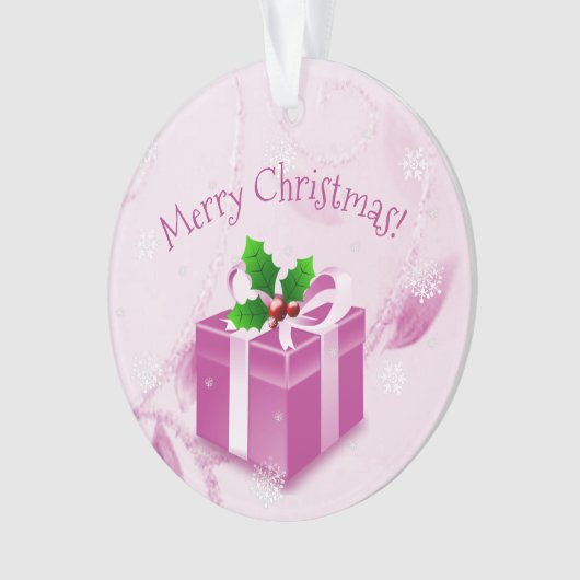 Rosa Weihnachtsgeschenk Ornament (Vorderseite)