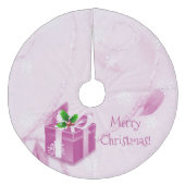 Rosa Weihnachtsgeschenk Treppenhaut Fleece Weihnachtsbaumdecke (Vorderseite)