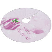 Rosa Weihnachtsgeschenk Treppenhaut Fleece Weihnachtsbaumdecke (Schrägansicht)