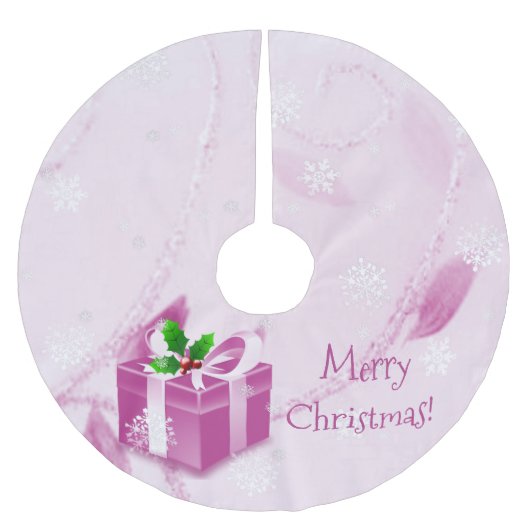 Rosa Weihnachtsgeschenk Treppenhaut Polyester Weihnachtsbaumdecke (Vorderseite)