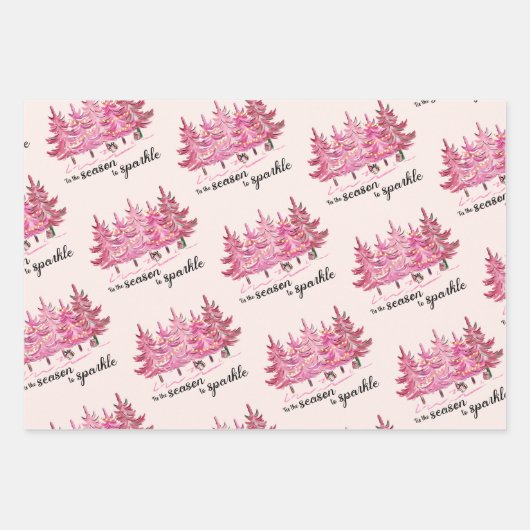 Rosa Weihnachtsgeschenk Wrap Geschenkpapier Set (Vorderseite 2)