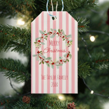 Rosa Weihnachtsgeschenkanhänger | Frohe Weihnachte