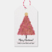 Rosa Weihnachtsgeschenke mit Glitzer Geschenkanhänger (Rückseite)