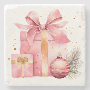 Rosa Weihnachtsgeschenke Stein Untersetzer