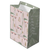 Rosa Weihnachtsgeschenktasche Mittlere Geschenktüte (Vorderseite Schrägansicht)
