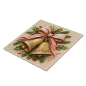 Rosa Weihnachtsglocken mit kokettem Bogen Fliese (Seite)