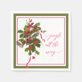 Rosa Weihnachtsglocken und Holly Paper Napkin Serviette
