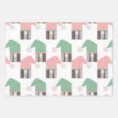Rosa Weihnachtsgnomen Bäume und Ornamente Geschenkpapier Set (Vorderseite)