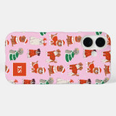 Rosa Weihnachtshunde Personalisiert Girl Monogram Case-Mate iPhone Hülle (Rückseite (Horizontal))